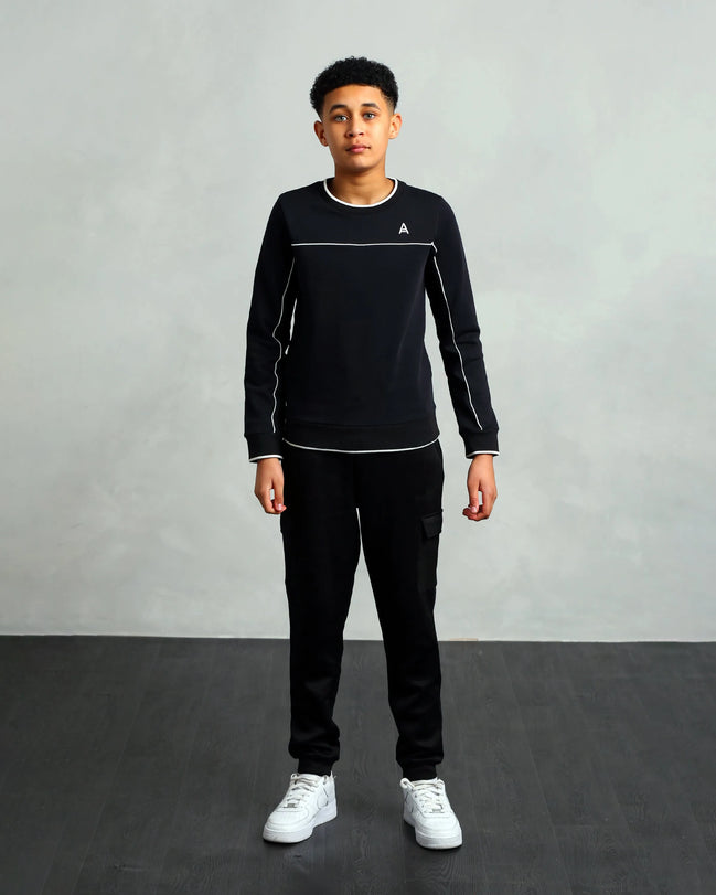 Studio A Clothing - Boy's Black Stitched Sweatshirt (Neil)