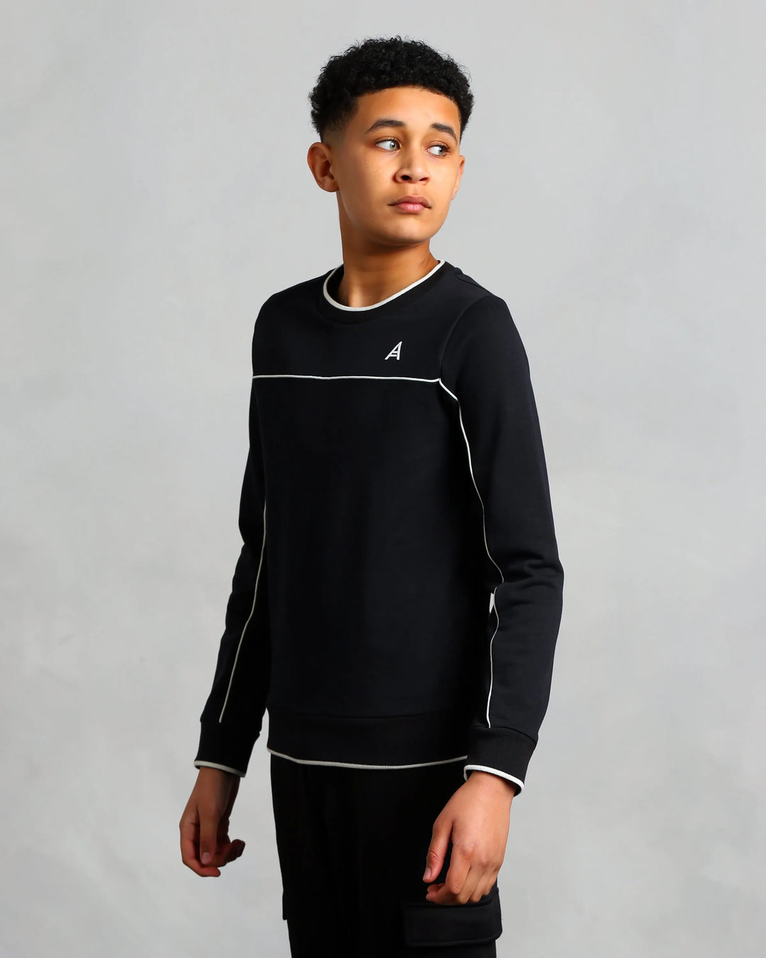Studio A Clothing - Boy's Black Stitched Sweatshirt (Neil)