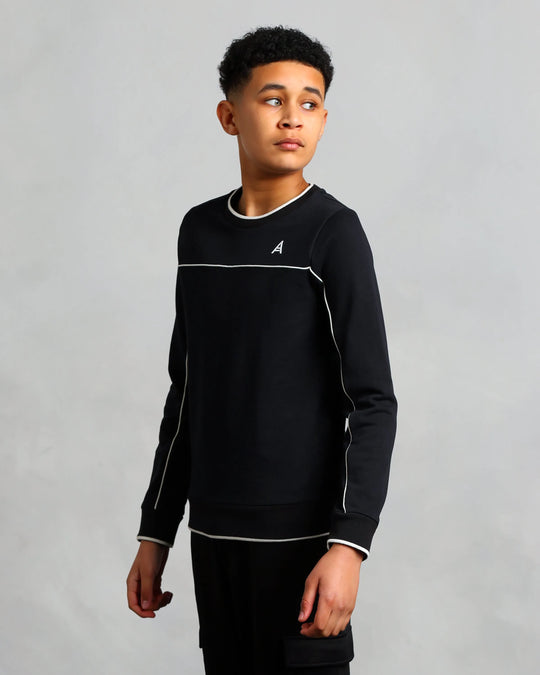 Studio A Clothing - Boy's Black Stitched Sweatshirt (Neil)