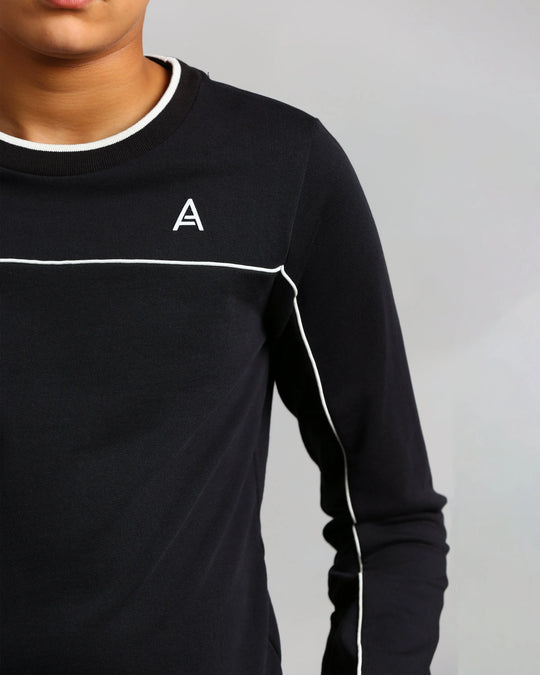 Studio A Clothing - Boy's Black Stitched Sweatshirt (Neil)