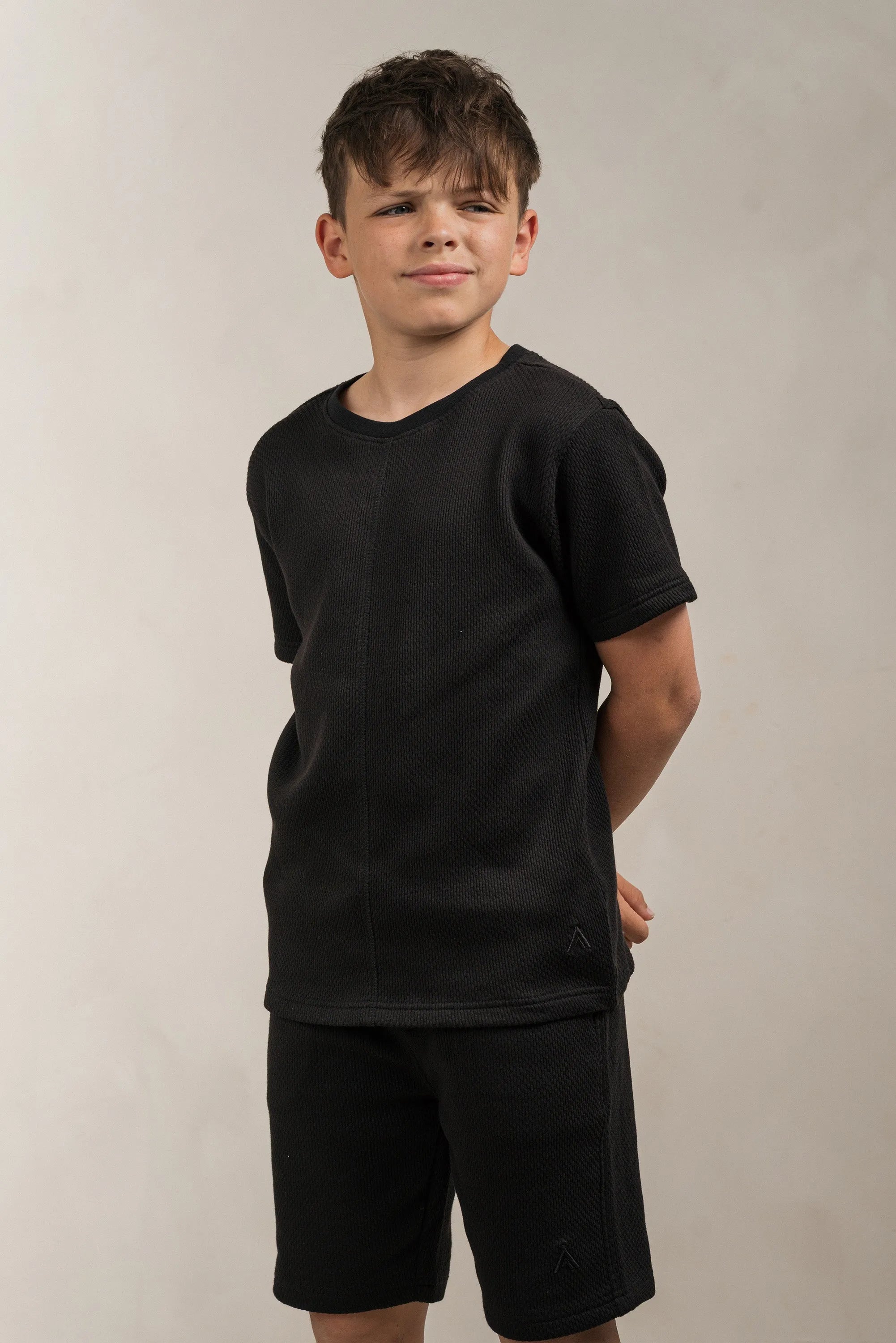 Junior Popcorn Textured Shorts Black
