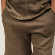 Junior Popcorn Textured Shorts Khaki