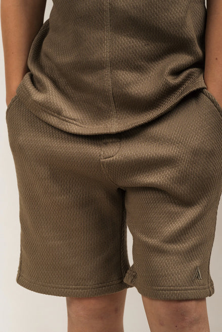Junior Popcorn Textured Shorts Khaki
