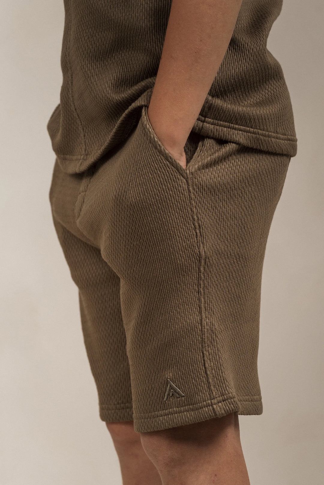 Junior Popcorn Textured Shorts Khaki