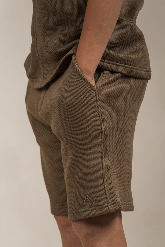 Junior Popcorn Textured Shorts Khaki