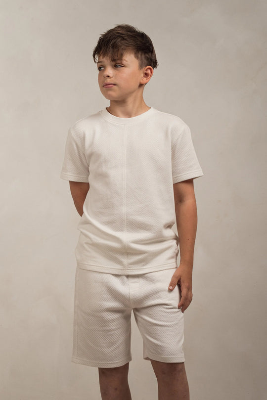 Junior Popcorn Textured Shorts White