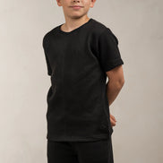 Junior Popcorn Textured T-Shirt Black
