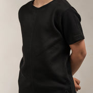 Junior Popcorn Textured T-Shirt Black