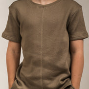 Junior Popcorn Textured T-Shirt Khaki