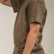 Junior Popcorn Textured T-Shirt Khaki