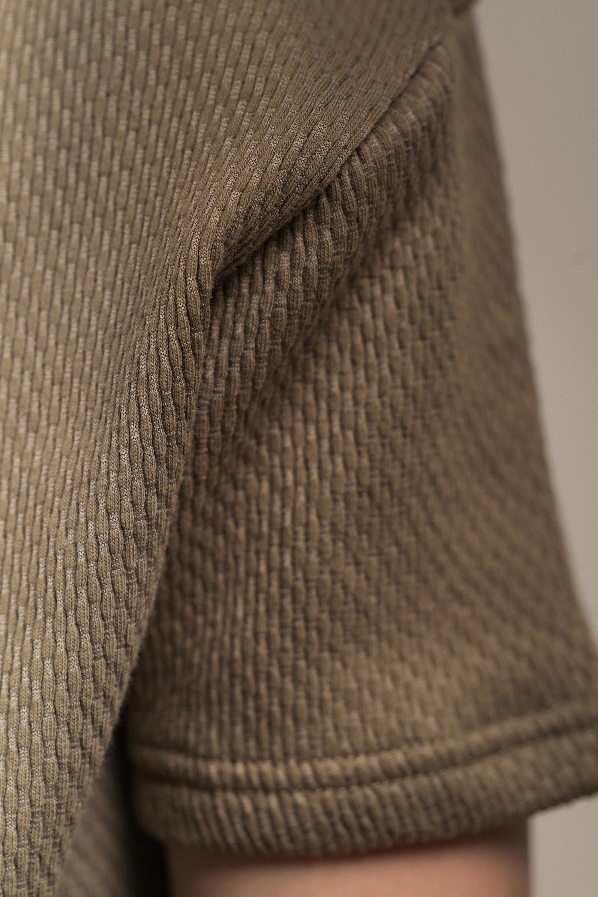 Junior Popcorn Textured T-Shirt Khaki