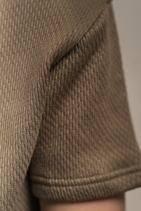 Junior Popcorn Textured T-Shirt Khaki