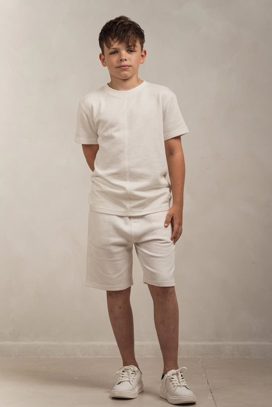 Junior Popcorn Textured T-Shirt White