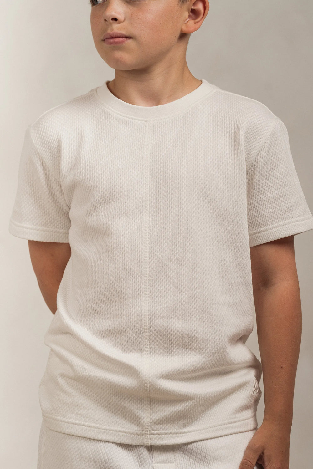 Junior Popcorn Textured T-Shirt White