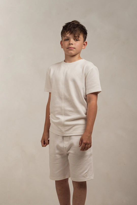 Junior Popcorn Textured T-Shirt White