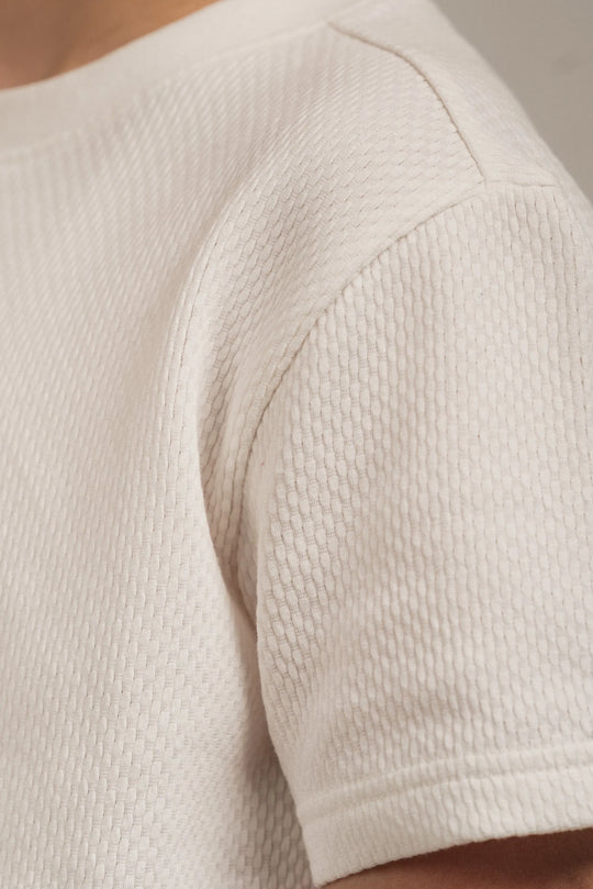 Junior Popcorn Textured T-Shirt White