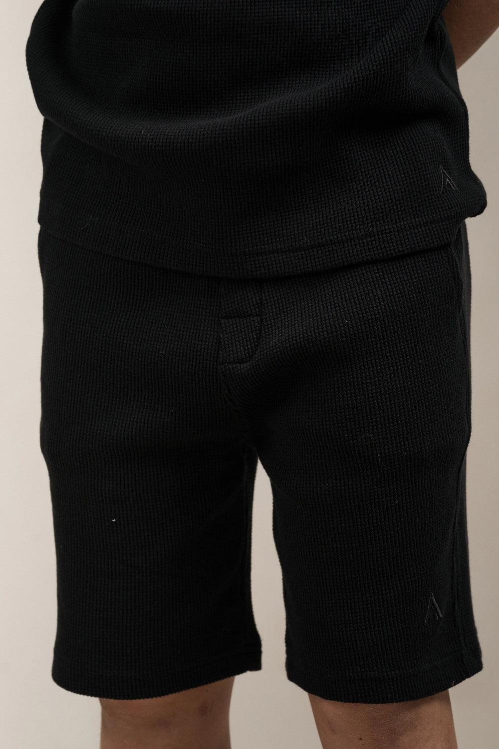 Junior Waffle Textured Shorts Black
