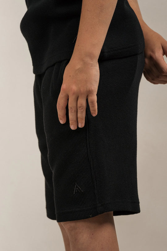 Junior Waffle Textured Shorts Black
