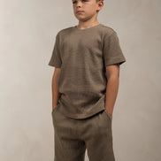 Junior Waffle Textured Shorts Khaki