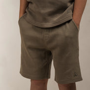 Junior Waffle Textured Shorts Khaki
