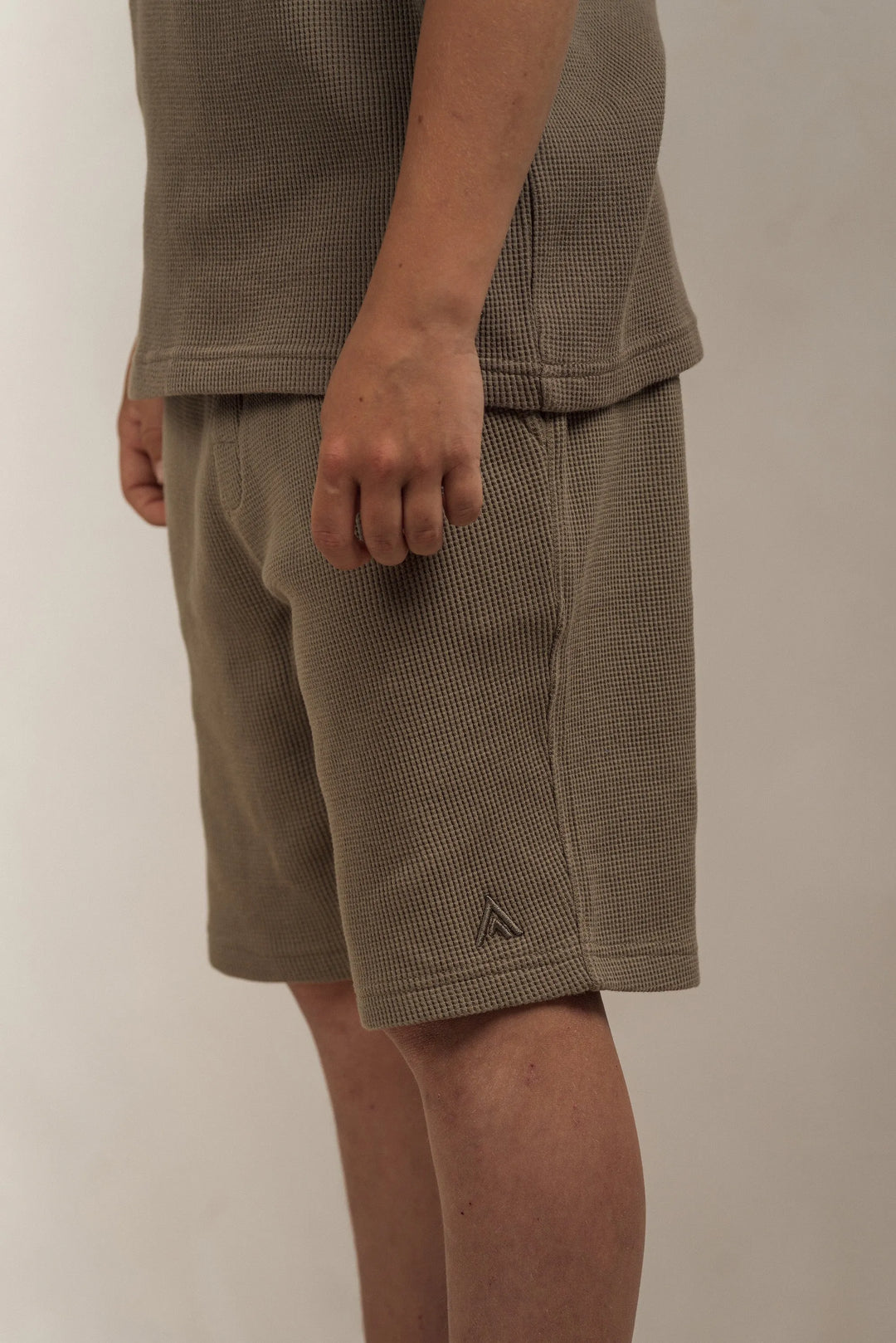 Junior Waffle Textured Shorts Khaki