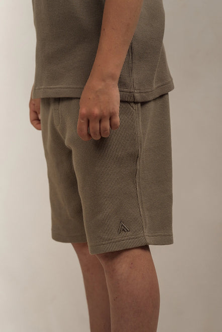 Junior Waffle Textured Shorts Khaki