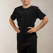 Junior Waffle Textured T-Shirt Black