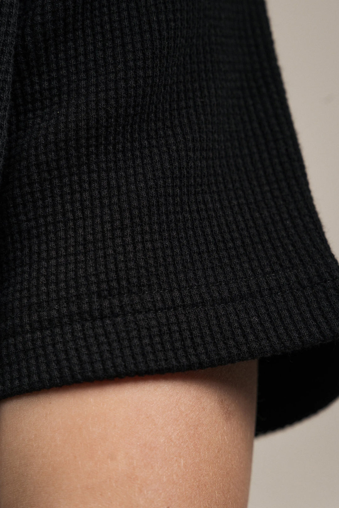 Junior Waffle Textured T-Shirt Black