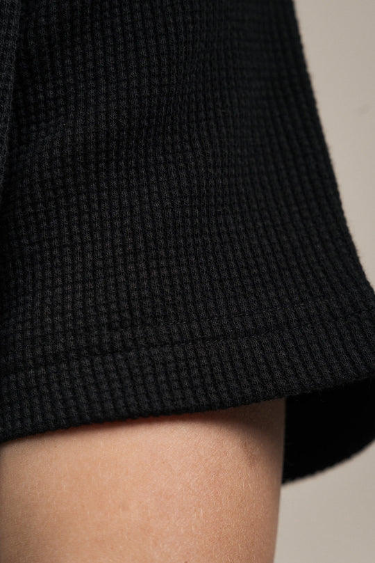 Junior Waffle Textured T-Shirt Black