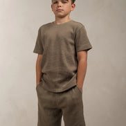 Junior Waffle Textured T-Shirt Khaki