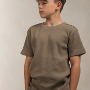 Junior Waffle Textured T-Shirt Khaki
