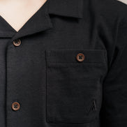Junior Linen Blend Overshirt Black