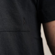 Linen Blend Open Collar Shirt Black