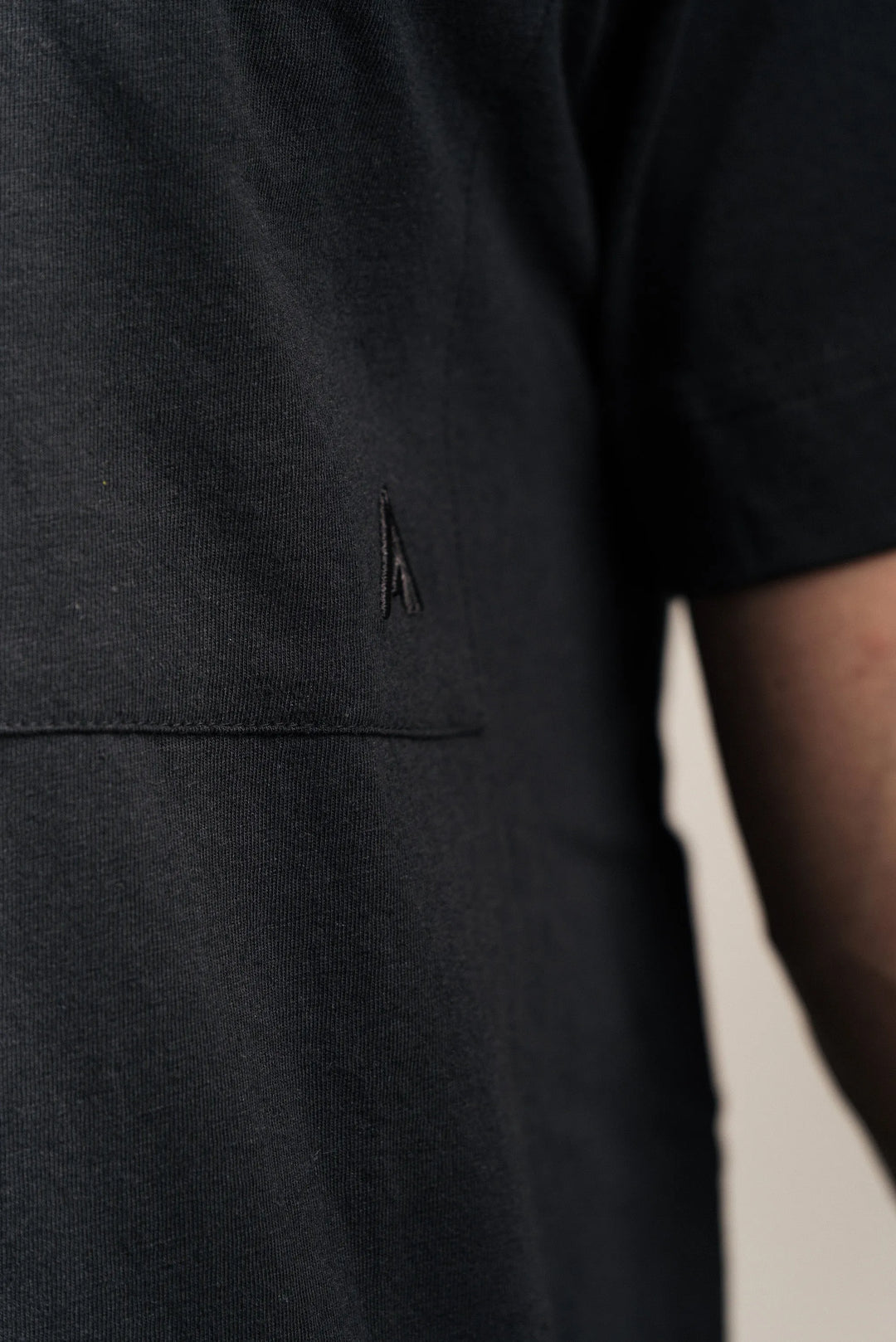 Linen Blend Open Collar Shirt Black