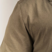 Linen Blend Open Collar Shirt Khaki