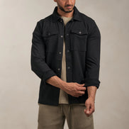 Linen Blend Overshirt Black