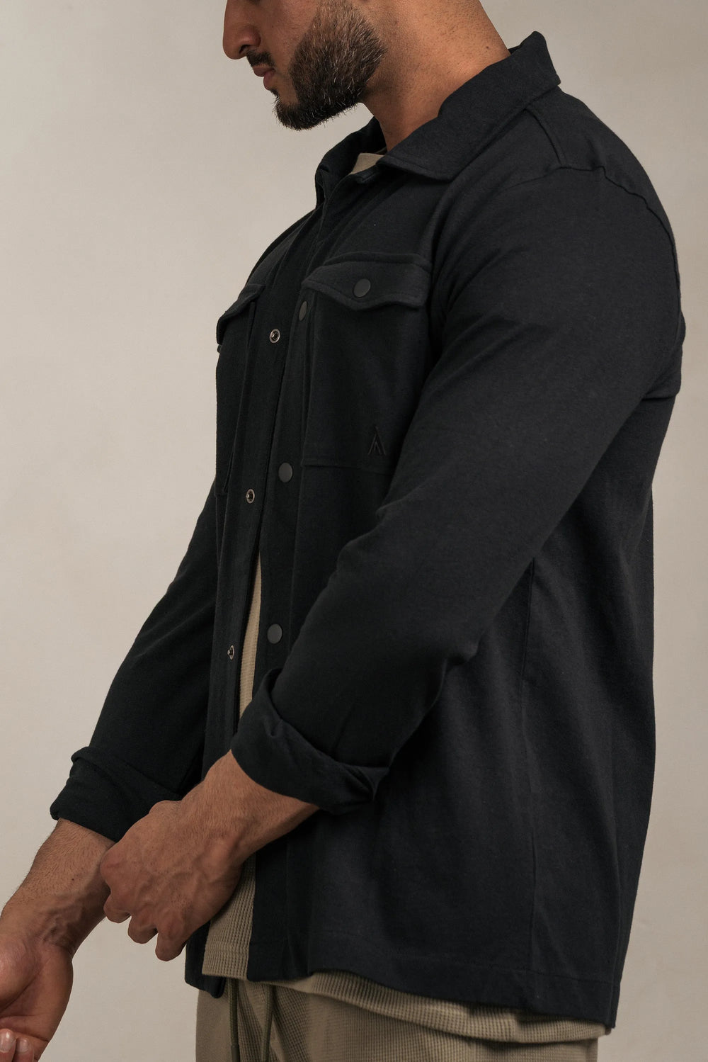 Linen Blend Overshirt Black