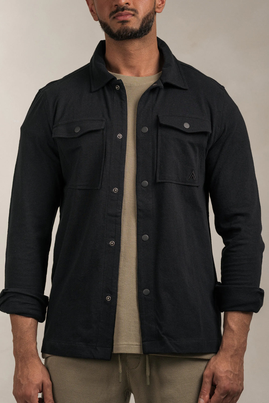 Linen Blend Overshirt Black