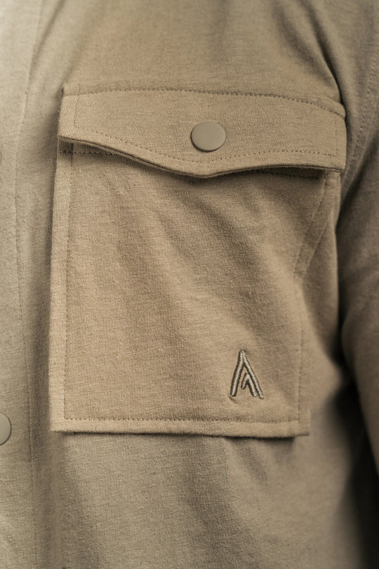 Linen Blend Overshirt Khaki