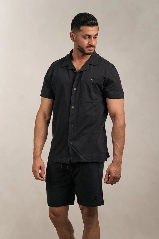 Linen Blend Shorts Black