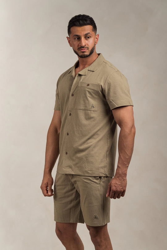 Linen Blend Shorts Khaki
