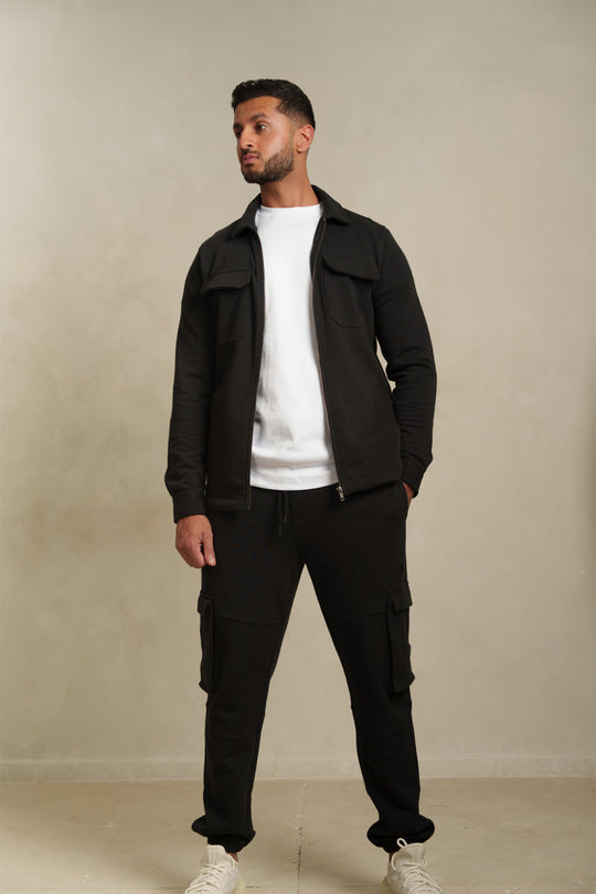 The Black Utility Zip-Through Shacket