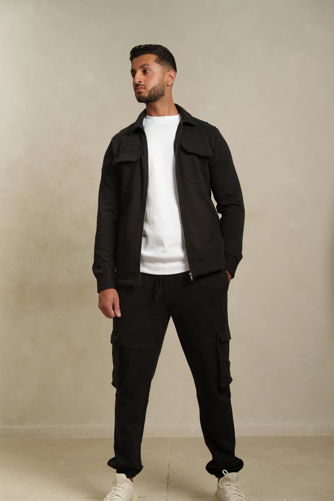 The Black Utility Zip-Through Shacket