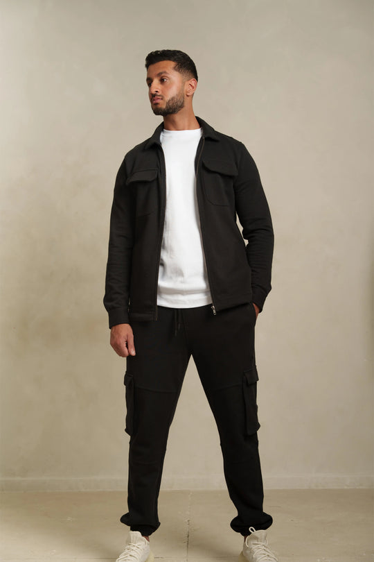 The Black Utility Zip-Through Shacket