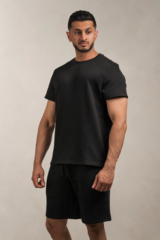 Popcorn Textured Shorts Black