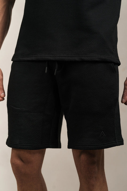 Popcorn Textured Shorts Black