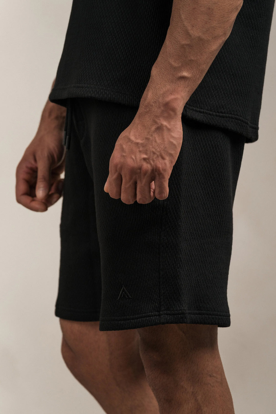 Popcorn Textured Shorts Black