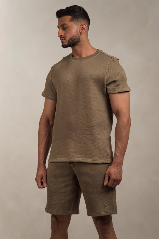 Popcorn Textured Shorts Khaki