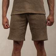 Popcorn Textured Shorts Khaki