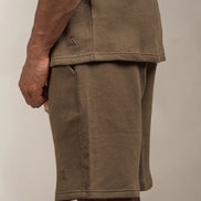 Popcorn Textured Shorts Khaki